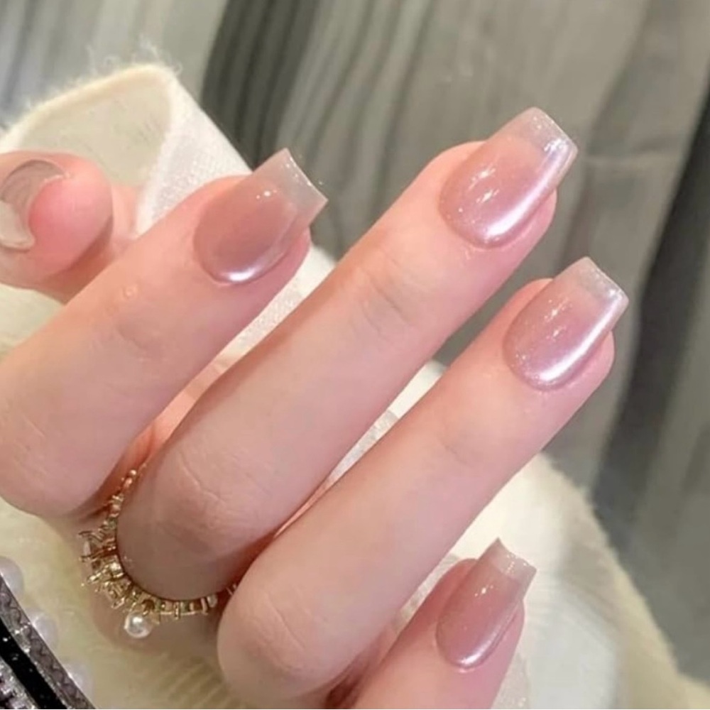 💞 New Medium Short Square Nude Pink Press-On Nail Kit